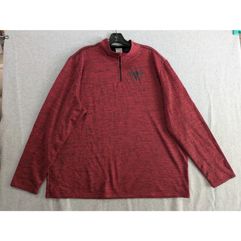 Marvel Pullover Men's 2XL Red Spider Print Long Sleeves Sweatshirt Quarter Zip‎